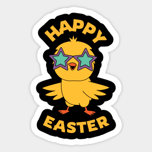 Happy Easter. Colorful and cute chicken design Sticker